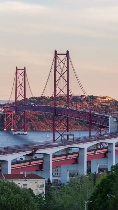 Time-lapse of Lisbon from Miradouro do Bairro do Alvito viewpoint. Lisbon, Stock Footage 330442766
