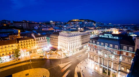 Time Lapse - Lisbon at night 스톡 동영상 58643274