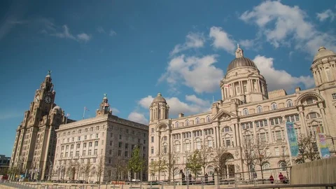 TIME LAPSE Liverpool Three Graces Stock Footage 76212688
