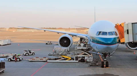 Time lapse load and unload cargo to airplane Vídeo Stock 51459530