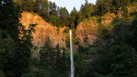 Time Lapse Lockdown Beautiful Shot Of Waterfall Over Rock Formation In Forest In Stock Footage 160314462