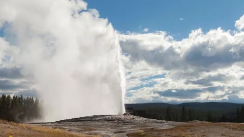 Time Lapse Lockdown Beautiful Shot Of Geyser Over Mountain During Sunny Day - Stock Footage 160315208