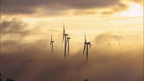 Time Lapse Lockdown Beautiful Shot Of Clouds Moving On Windmills At Power Stock Footage 166239281