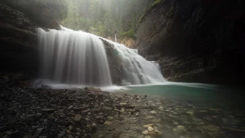 Time Lapse Lockdown Scenic View Of Waterfall - British Columbia, Canada Stock Footage 160314488