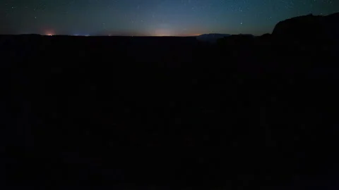 Time Lapse Lockdown Scenic View Of Stars And Sun Moving In Sky Over Rocky Video stock 160322272