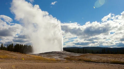 Time Lapse Lockdown Scenic View Of Geyser At Yellowstone National Park During Stock Footage 160327330
