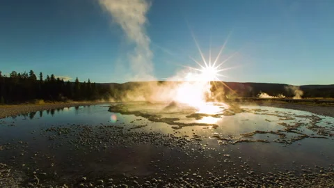 Time Lapse Lockdown Shot Of People Exploring Hot Spring At Vacation During Stock Footage 160321895