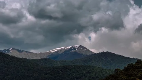 Time Lapse Lockdown Shot Of Snow Covered Land By Mountain Range Video stock 238625068