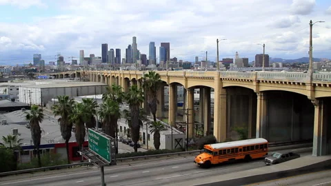 Time Lapse Lockdown Shot Of Vehicles And Cars Moving On Roads And Bridge In Stock Footage 206321399