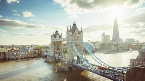 Time lapse London skyline with Tower bridge, UK 스톡 동영상 108780217