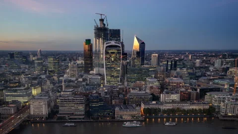 Time lapse London sunset, view on business modern district, UK Video stock 100269491