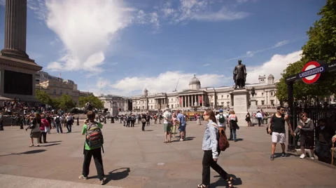 Time lapse of London Underground exit in tralfalgar Square Video stock 64682124