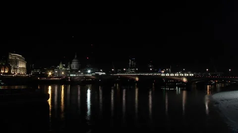 Time Lapse of London's Blackfriars Bridge at Night Stock Footage 3980984