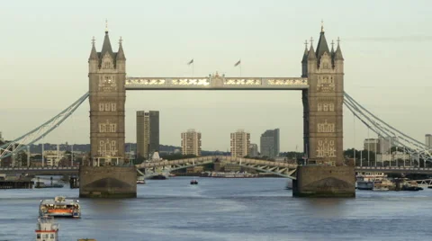Time Lapse of London's Tower Bridge with Cruise Ship Stock Footage 56839534