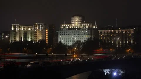 Time Lapse of London's Waterloo Bridge with Savoy Hotel Stock Footage 8974291