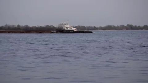 Time lapse of long barge on river Stock Footage 69116790