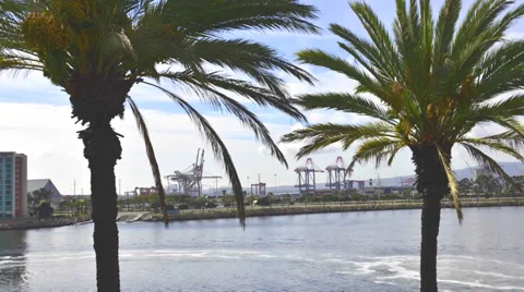 Time lapse of the Long Beach Port during a sunny day Stock Footage 36300582