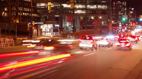 Time Lapse - Long exposure traffic in Vancouver Stock Footage 32790833