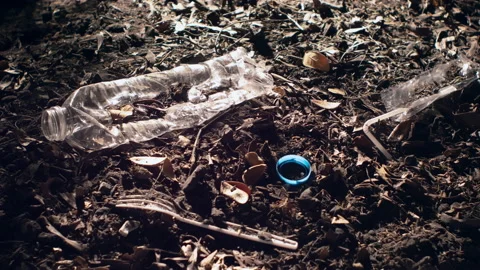 Time-lapse of long lifecycle of plastic trash in soil. Environmental problems. Stock Footage 151775684