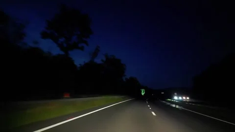 Time Lapse, Looe Town to Bristol City Highways Car Travel in the Night Stock Footage 316741409