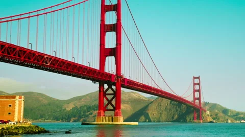 Time Lapse - Look-up View of Golden Gate Bridge in San Francisco Stock Footage 68100625