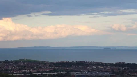 Time lapse : looking across Folkestone and over to France Stock Footage 248011531