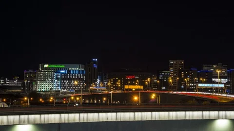 A time lapse looking across to Glasgow's financial district Video stock 90754254