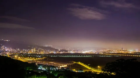 Time Lapse - Looking Down at the Cityscape at Night of Taipei, Taiwan Stock Footage 52073142