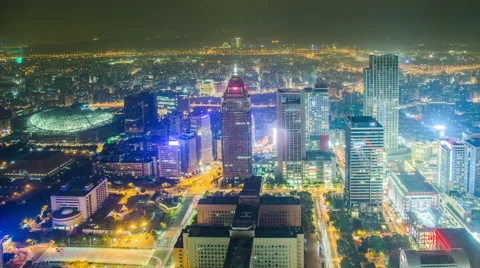 Time Lapse - Looking Down at the Cityscape of Taipei Taiwan Stock Footage 52073873