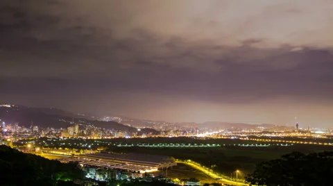 Time Lapse - Looking Down at the Cityscape at Night of Taipei, Taiwan Stock Footage 52492049