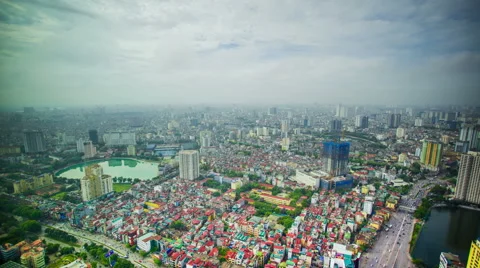 Time Lapse - Looking Downtown at the Cityscape of Hanoi, Vietnam Video stock 52257863
