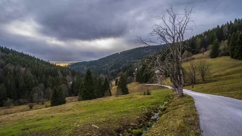 Time lapse of looking at the landscape from the top in the Jeseníky Mountains Video stock 122678817