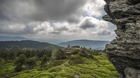 Time lapse of looking at the landscape from the top in the Jeseníky Mountains Stock Footage 122679089