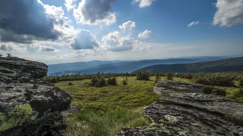 Time lapse of looking at the landscape from the top in the Jeseníky Mountains Stock Footage 122681865