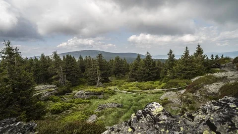 Time lapse of looking at the landscape from the top in the Jeseníky Mountains Stock Footage 122681903