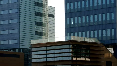 Time lapse, looking at office building architecture in the financial district Stock Footage 150956497