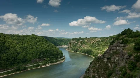 Time lapse of Loreley above the rhine valley, Rhineland-Palatinate, Germany Vídeo Stock 89721752
