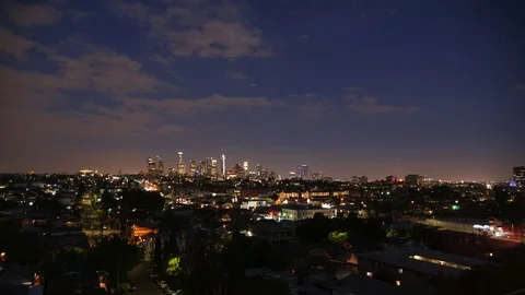 Time lapse los angeles dowtown by night with skyline california Stock Footage 108778644