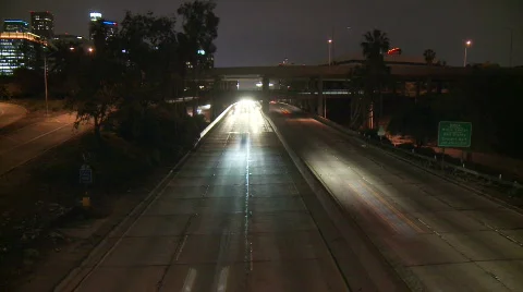 Time Lapse of Los Angeles Freeway Traffic - Clip 4 Stock Footage 714146
