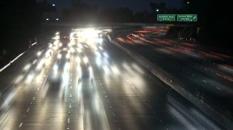 Time Lapse of Los Angeles Freeway Traffic - Clip 32 Stock Footage 714231