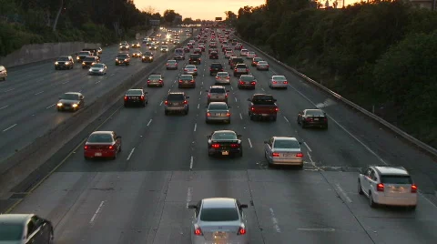 Time Lapse of Los Angeles Freeway Traffic - Clip 16 Stock Footage 714320