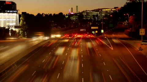 Time Lapse of Los Angeles Freeway Traffic - Clip 8 Stock Footage 714605