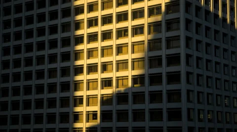 Time lapse Los Angeles sunrise shadow office building California, USA Stock Footage