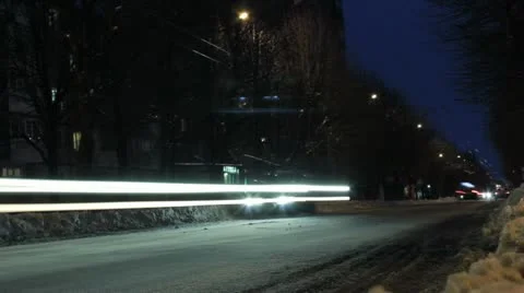 Time lapse - Low angle of snowy street in Kharkov Stock Footage 22216795