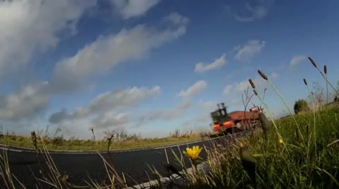 Time lapse low angle of traffic on country road, leeds, yorkshire, uk Stock Footage 19271075