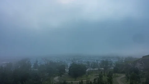 Time-lapse of low clouds and sunrise at Hillpark, Puncak Alam, Selangor Stock Footage 129869469