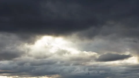 Time lapse of low heavy rain clouds moving in the sky, overcast 動画素材 343360964