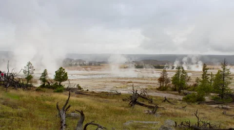 Time lapse, Lower Geyser basin in Yellowstone National Park Vidéo 57283231