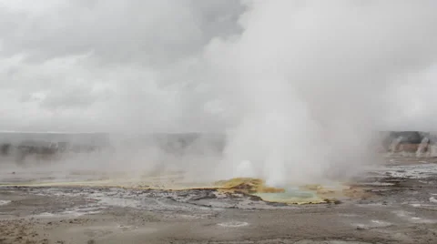 Time Lapse, Lower Geyser Basin In Yellowstone with Clepsydra and Spasm Geyser Stock Footage 57357840