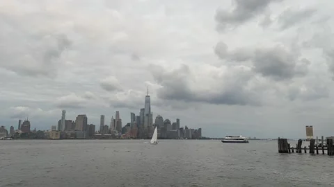 Time lapse of lower Manhattan from Hoboken Vídeos de archivo 158499014